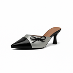 Cutie - Mules à talons noirs et blanches élégantes et confortables